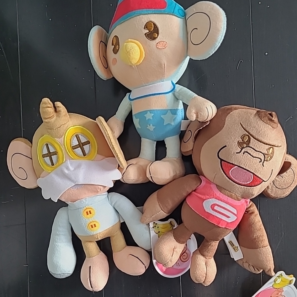 Monkey Ball Plush Baby & GonGon ,Doctor  9”  2 With Tags See Photos